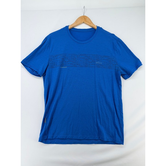 Icebreaker Other - Icebreaker Mens Merino Wool Graphic T-Shirt Blue Fish Print Short Sleeve L